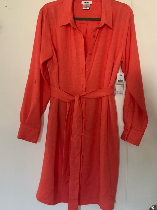 Dkny Dresses & Skirts - DKNY Coral Button-Front Long Sleeve Shirt Dress